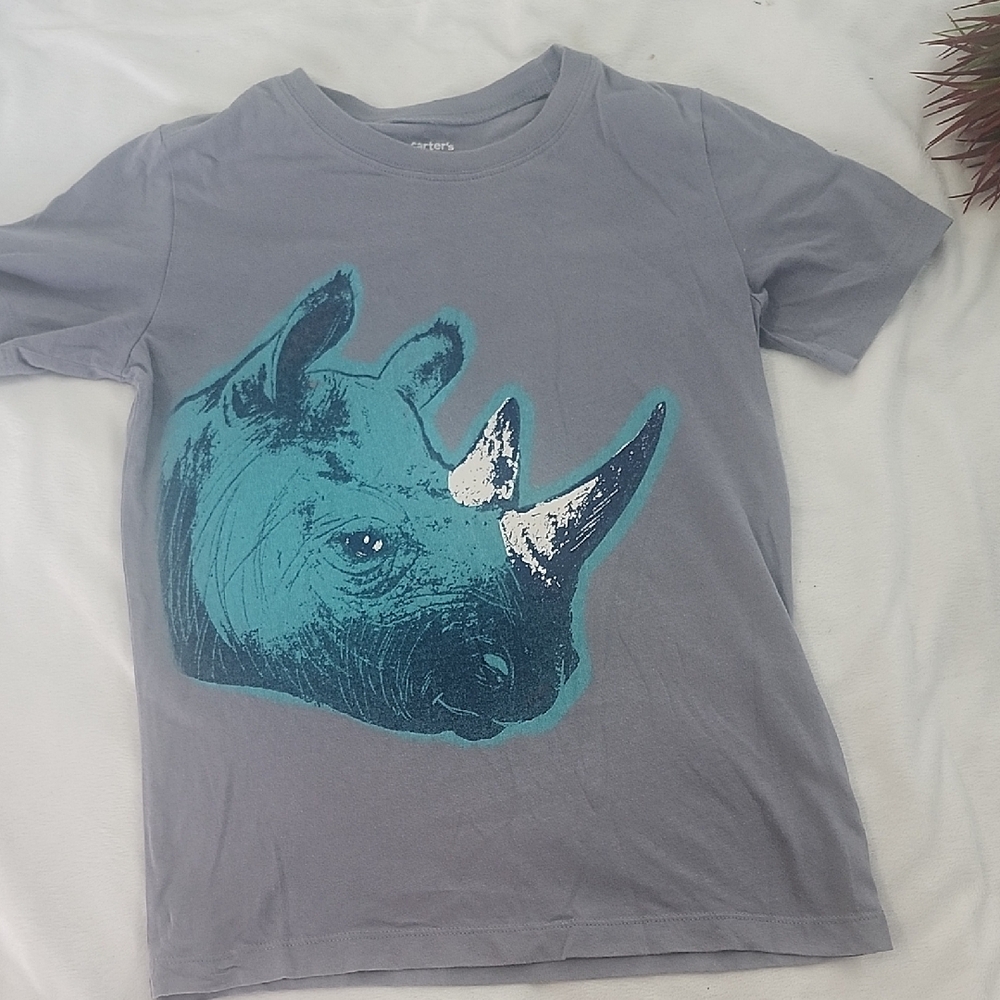 Carter's Gray and Blue Rhino Graphic Tee